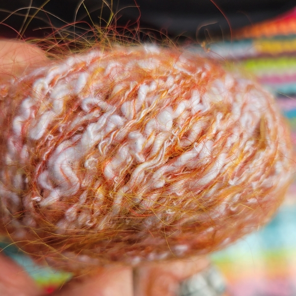 ❤️🩷❤️ Vintage Welcomme yarn Paris France mohair cotton L' Hispano orange white - Picture 5 of 5